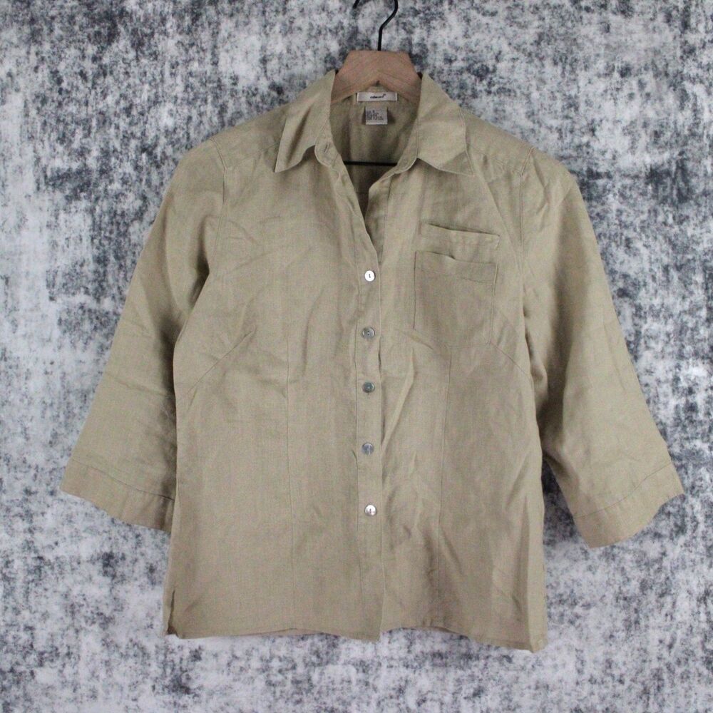 Edward Linen Size S Luxe Quiet Luxury Coastal Grandmother Minimalist Shirt Top